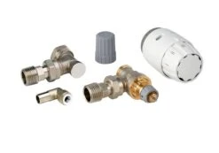 Danfoss RAS-C2 Thermostatic Radiator Valve With Lockshield Valve And 10mm Pushfit Elbows